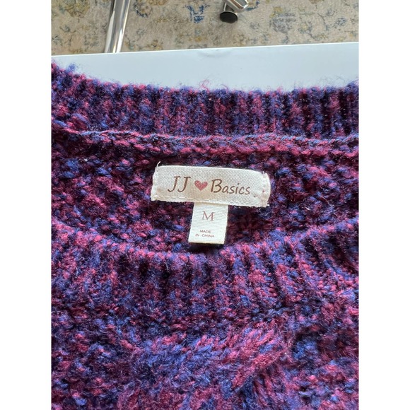JJ Basics Cable Knit Red/Purple Chunky Sweater - Picture 4 of 4
